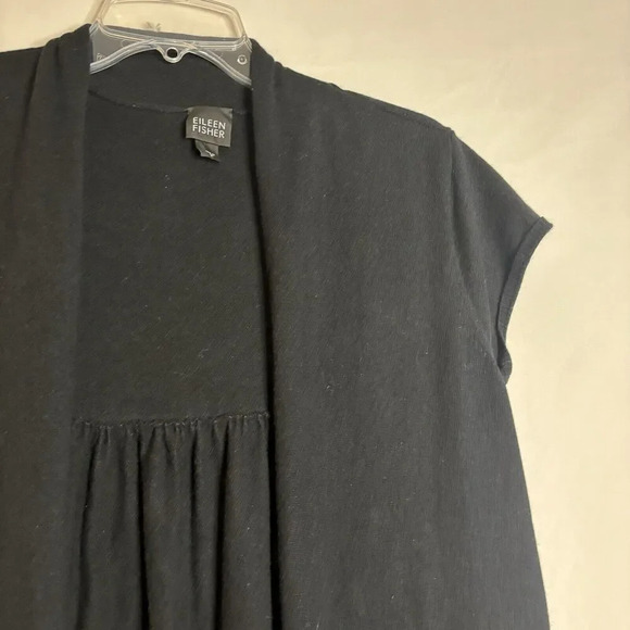 Eileen Fisher Women's Open Front Cap Sleeve Cardigan Sweater Black Size Small - Picture 4 of 11